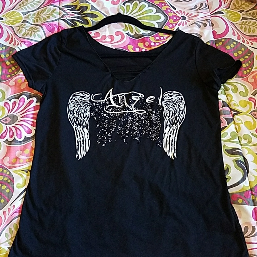 Black angel shirt with back cut outs